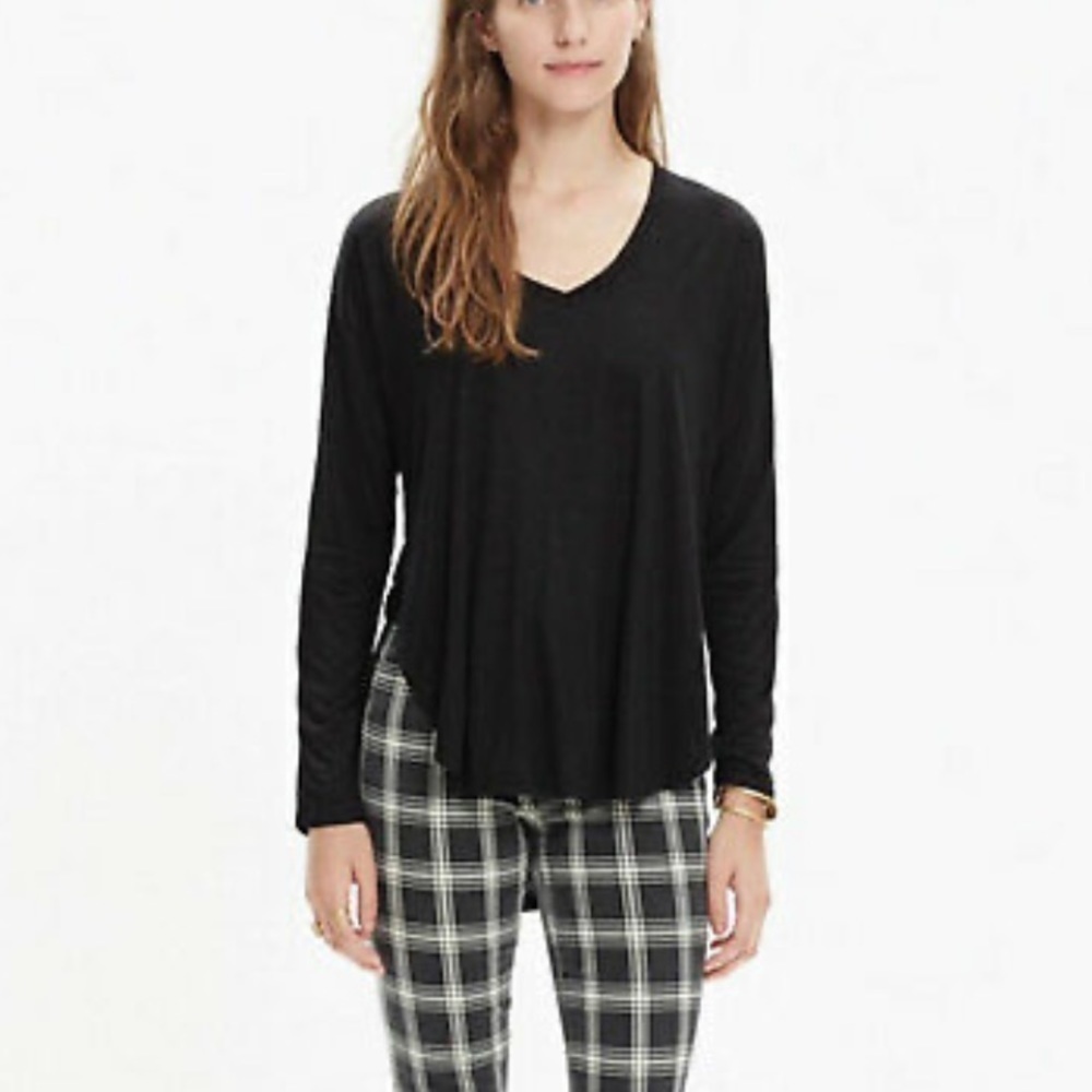 Madewell  Long Sleeve Tee XS Black V Neck